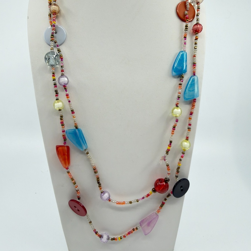 Boho Multi-Bead Statement Necklace - Funky Layered Festival Jewelry